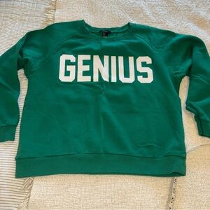 F21 Green ‘GENIUS’ Crewneck Sweatshirt medium